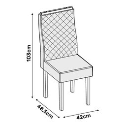 Conjunto Mesa de Jantar Lucy Carvalho/Creme com 6 Cadeiras Cássia Suede Cinza - 6