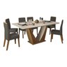 Conjunto Mesa de Jantar Lucy Carvalho/Creme com 6 Cadeiras Cássia Suede Cinza - 2
