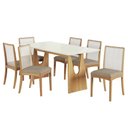 Ver imagem 5 de Mesa Cozinha Mila Premium Madeira Maciça C/ Tampo Madeirado C/ Vidro 180x90cm e 6 Cadeiras Lara