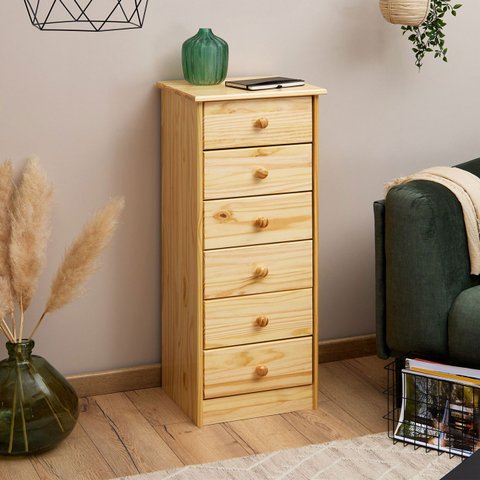 Cômoda Organizadora Madeira 6 Gavetas Rondo Natural Idimex