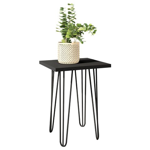 Mesa Centro Lateral Apoio (Montada) Iron 62 Cm Preta Caemmun