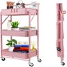 CARRINHO MULTIUSO ORGANIZADOR 3 PRATELEIRAS DOBRAVEL ACO ROSA QUARTO SALA BRINQUEDOS SALAO MANICURE  - 1