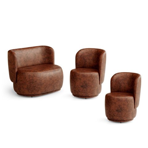 Kit 02 Poltronas e 01 Namoradeira Orgânica Molly Couríssimo Whisky - Desk Design