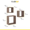Ver imagem 2 de Kit 3 Nichos Prateleiras Decorativos Quadrado 30 Cm Sala Quarto Escritório Mdp Rústico - Clicklar