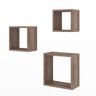 Kit 3 Nichos Prateleiras Decorativos Quadrado 30 Cm Sala Quarto Escritório MDP Rústico - ClickLar - 1