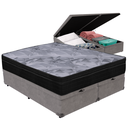 Ver imagem 1 de Cama Box Baú e Colchão Airtech Pampa Molas Ensacadas Queen Ortobom:cama Box Baú Cinza e Colchão Airt