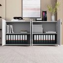 Ver imagem 2 de Armário Baixo Duplo 4 Portas MDP 158,5cm Cinza F5 Office