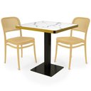 Ver imagem 1 de Conjunto Mesa de Jantar Redonda Venezia 70x70cm Branca com 2 Cadeiras Roma - Nude