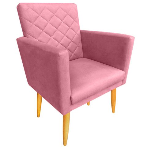 Poltrona Decorativa Maitê Costura Matelassê P/ Sala Recepção - Lobo Shopp:rosa