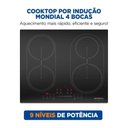 Ver imagem 2 de Cooktop 4 Bocas de Indução Mondial 7000w com Função Turbo Preto 220v - Cti-03