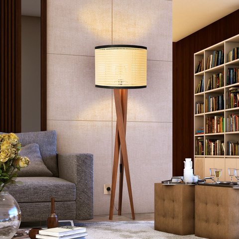 Luminária Abajur Paris Cúpula Indiana Detalhada Sala Luxo Bivolt - Palha/preto