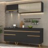 Cozinha Compacta 4 Peças com Armário e Balcão Mp3707 Veneza Gb Preta - 2