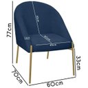 Ver imagem 4 de Banqueta Poltrona Lua Pé Metal Bouclê Ideal para Sala Penteadeira ou Salão:azul Marinho