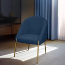 Ver imagem 5 de Banqueta Poltrona Lua Pé Metal Bouclê Ideal para Sala Penteadeira ou Salão:azul Marinho