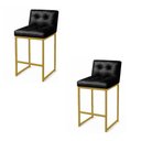 Ver imagem 2 de Banqueta Cozinha Alta com Encosto Industrial Kit 2 Dourado Lirina Pu C05 - D’Rossi