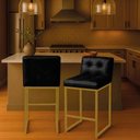 Ver imagem 1 de Banqueta Cozinha Alta com Encosto Industrial Kit 2 Dourado Lirina Pu C05 - D’Rossi