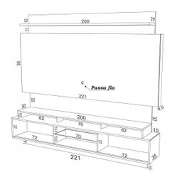 Estante Home para Tv Até 55 Polegadas 2 Portas de Correr Tb113 Dalla Costa - 4 Estante Home para Tv Até 55 Polegadas 2 Portas de Correr Tb113 Dalla Costa - 4