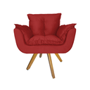 Ver imagem 2 de Conjunto 2 Poltrona Estofada Base Giratória De Madeira Clínica Opala Suede Vermelho - LM DECOR