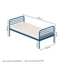 Ver imagem 3 de Cama Solteiro em Ferro Aço Carbono Tubular Teko Casatema MadeiraOriginals Azul/Álamo