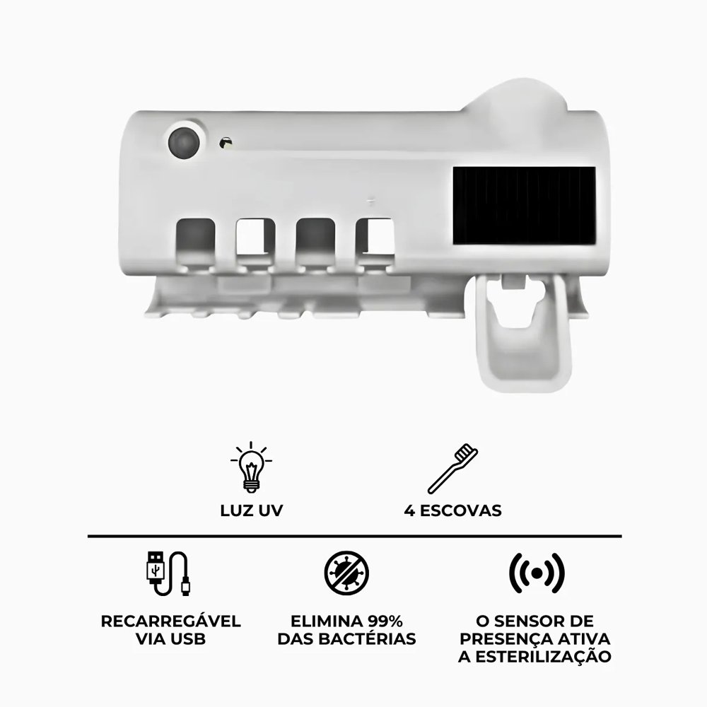 Suporte para Escovas e Pasta de Dente com Esterizador - 10