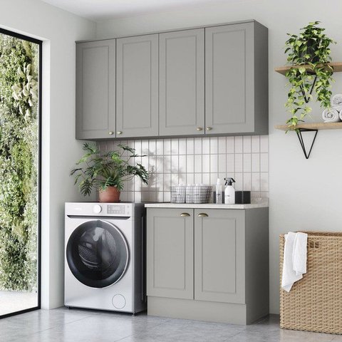 Lavanderia Modulada 03 Peças 100% MDF Cinza/Calcare Emilly