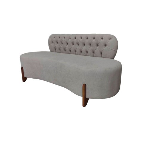 Sofá 3 Lugares Orgânico Curvo Tókio 180cm Bouclé Cinza Claro