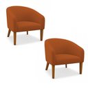 Ver imagem 2 de Poltrona Sala Decorativa Kit 2 Stella Pé Madeira Trapézio Castanho Bouclê D03 - D’Rossi