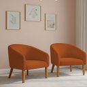 Ver imagem 1 de Poltrona Sala Decorativa Kit 2 Stella Pé Madeira Trapézio Castanho Bouclê D03 - D’Rossi