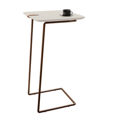 Mesa Apoio Lateral para Sofá Atenas Pé Café:Laca Off White