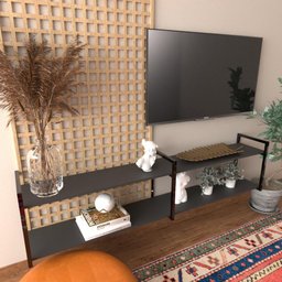 Rack Industrial Suspenso Preto – Estante para TV, Sala ou Quarto | Design Moderno e Funcional - 3