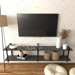 Rack Industrial Suspenso Preto – Estante para TV, Sala ou Quarto | Design Moderno e Funcional - 2