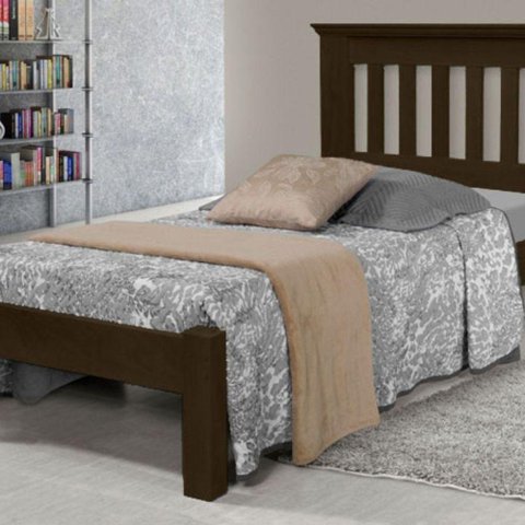 Cama de Solteiro Texas de Madeira Maciça Tauari Tabaco