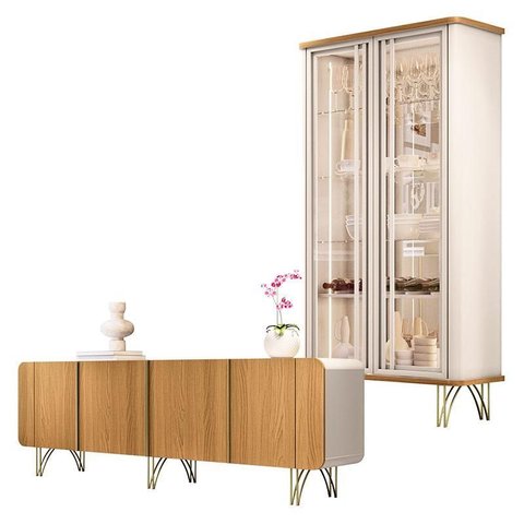 Buffet Salutti e Cristaleira Évora Off White Cinamomo – Hb Móveis