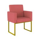 Ver imagem 4 de Kit 02 Cadeiras Poltrona Decorativa Sala Quarto Base Dourado Cor: Rosa