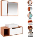 Ver imagem 2 de Kit Gabinete e Espelheira de Banheiro 80 Cm com Cuba Karina Amêndoa/branco