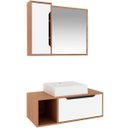 Ver imagem 1 de Kit Gabinete e Espelheira de Banheiro 80 Cm com Cuba Karina Amêndoa/branco