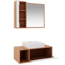 Ver imagem 4 de Kit Gabinete e Espelheira de Banheiro 80 Cm com Cuba Karina Amêndoa/branco