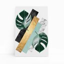 Ver imagem 1 de Folhas Tropicais Verde e Dourado Quadro Canvas 140x90cm