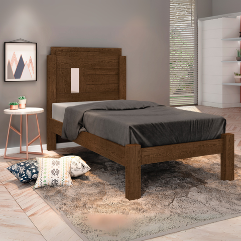 Cama Solteiro Quarto Madeira Mdf com Pés Resistente Amanda:chocolate