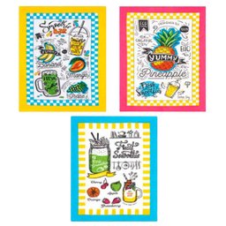 Kit com 3 Panos de Copa Felpudo Prata Estampado - Frutas 08 - 1
