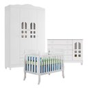 Ver imagem 1 de Quarto de Bebê New Selena 4 Portas com Berço Lila e Cômoda Gran Selena Branco Brilho – Carolina