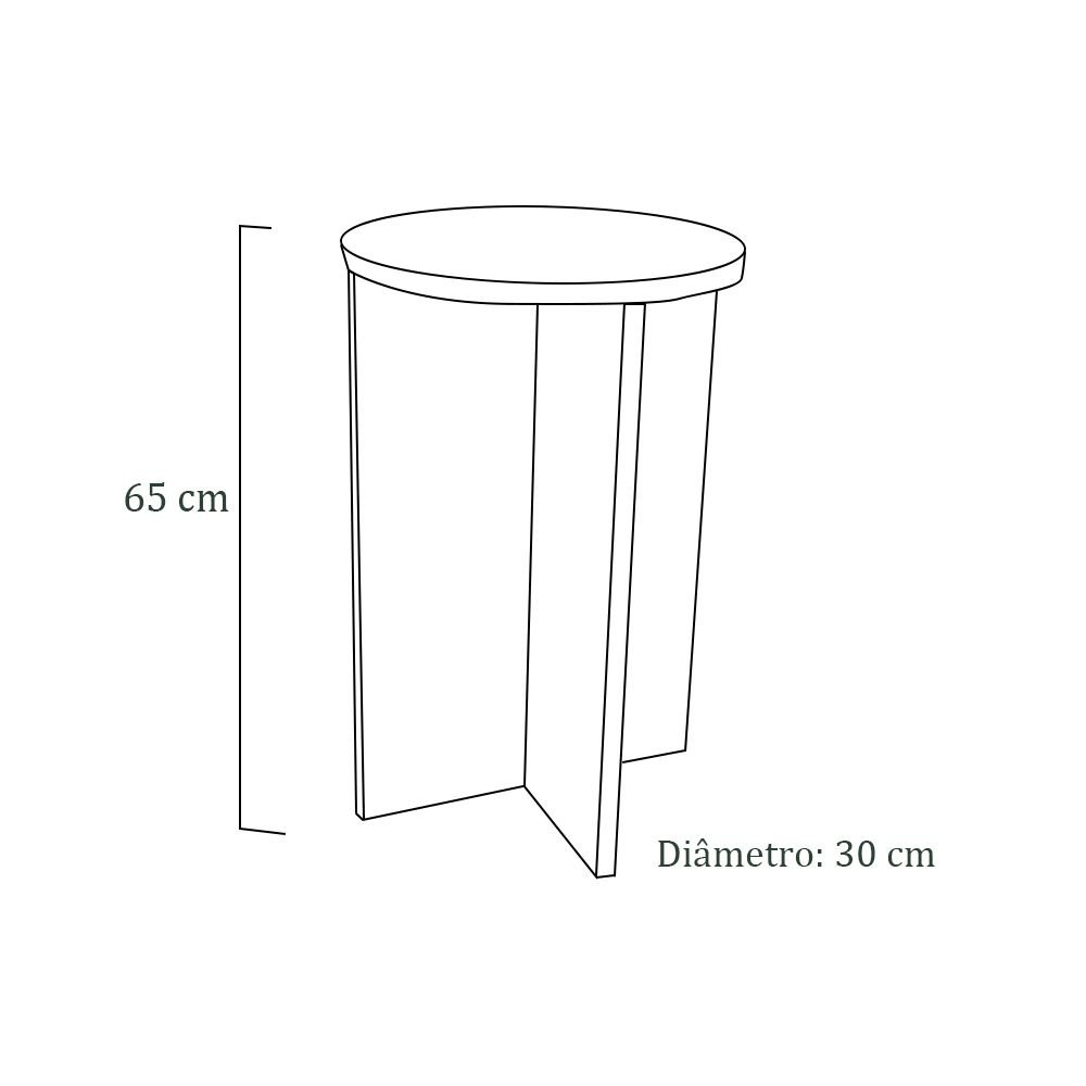 Banco Tampo Redondo 65 Cm Branco Em Mdf - 3