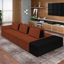 Ver imagem 1 de Sofá Ilha com Encosto e Almofadas Móveis Olimpo 425cm Modulado Linho/pu Terracota/preto G45 - Gran B