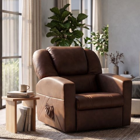 Poltrona do Papai Reclinável Courino Conforto Premium - Marrom