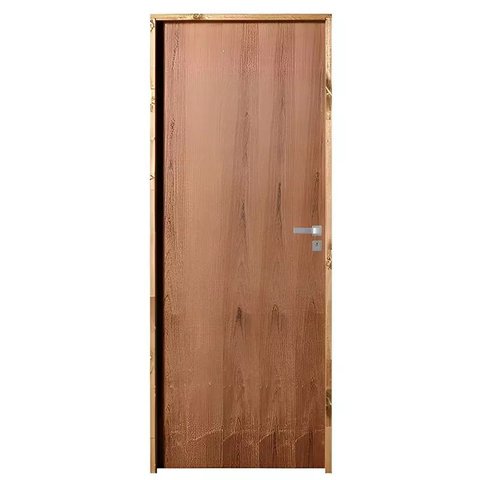 Porta de Madeira Semi-oca Padrão Imbuia Lisa Bat11 Cm Eco Fech Modena Externa 210ax92 Lado Esquerdo