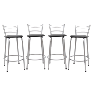 Kit 4 Banquetas para Balcão Flórida Prata 60cm Cozinha Gourmet Bistrô Bancada Piscina Área de Lazer
