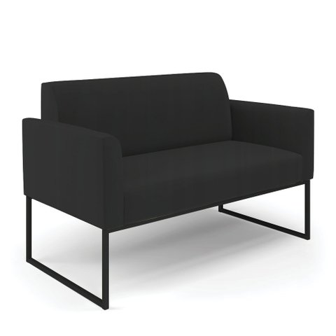 Sofá Namoradeira Base Industrial Preto Marisa Veludo Preto D03 - D'Rossi