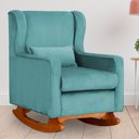 Ver imagem 2 de Poltrona C/ Puff Balanço Amamentação Aurora Veludo Azul Turquesa - Lm Decor