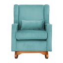 Ver imagem 4 de Poltrona C/ Puff Balanço Amamentação Aurora Veludo Azul Turquesa - Lm Decor