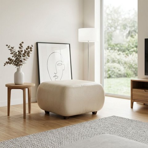 Puff Decorativo para Sala Orgânico Nara 60 cm Base Fixa Sintetico PU D03 - D'Rossi